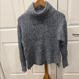 Cozy Heathered Blue Turtleneck Sweater